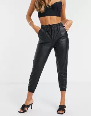 Femme Luxe leather-look jogger in black | ASOS (Global)