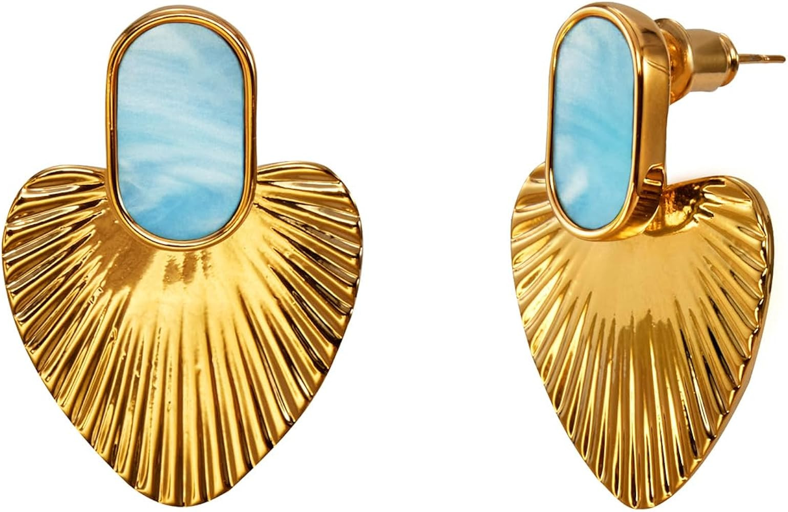 CelebWonde 24K Gold-Plated Heart Drop Earrings, Vintage Oval Enamel Statement Hypoallergenic Dang... | Amazon (US)