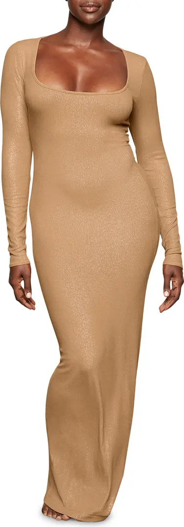 Lounge Ribbed Long Sleeve Maxi Dress | Nordstrom