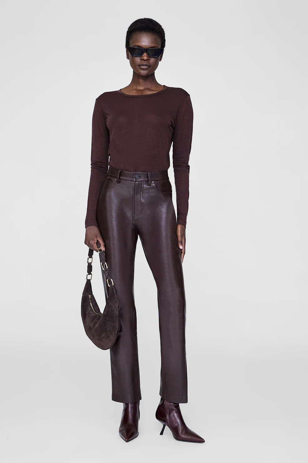 Sylvie Long Sleeve Tee - Dark Brown | Anine Bing