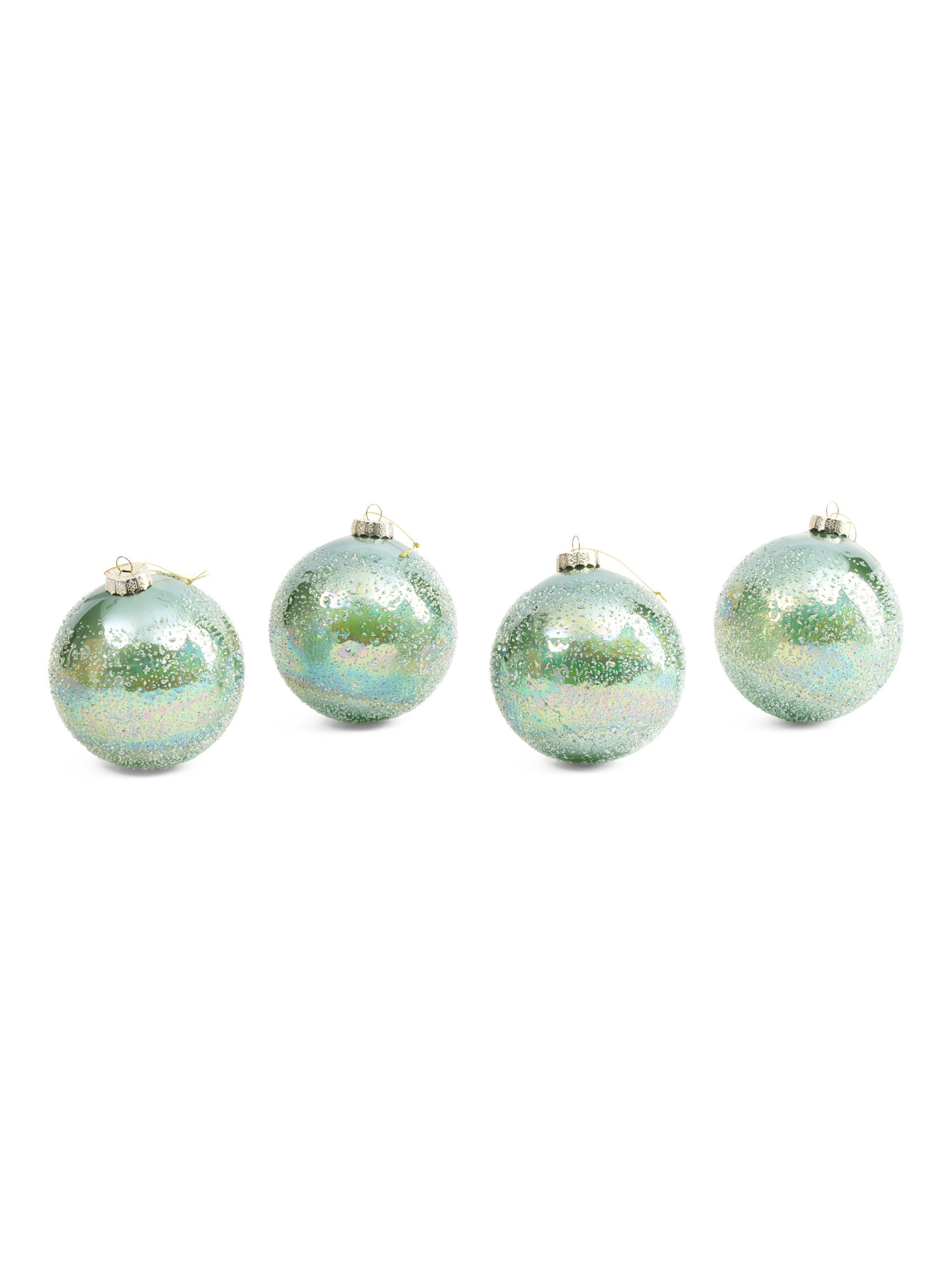 Set Of 4 Sugared Glass Ornaments | TJ Maxx