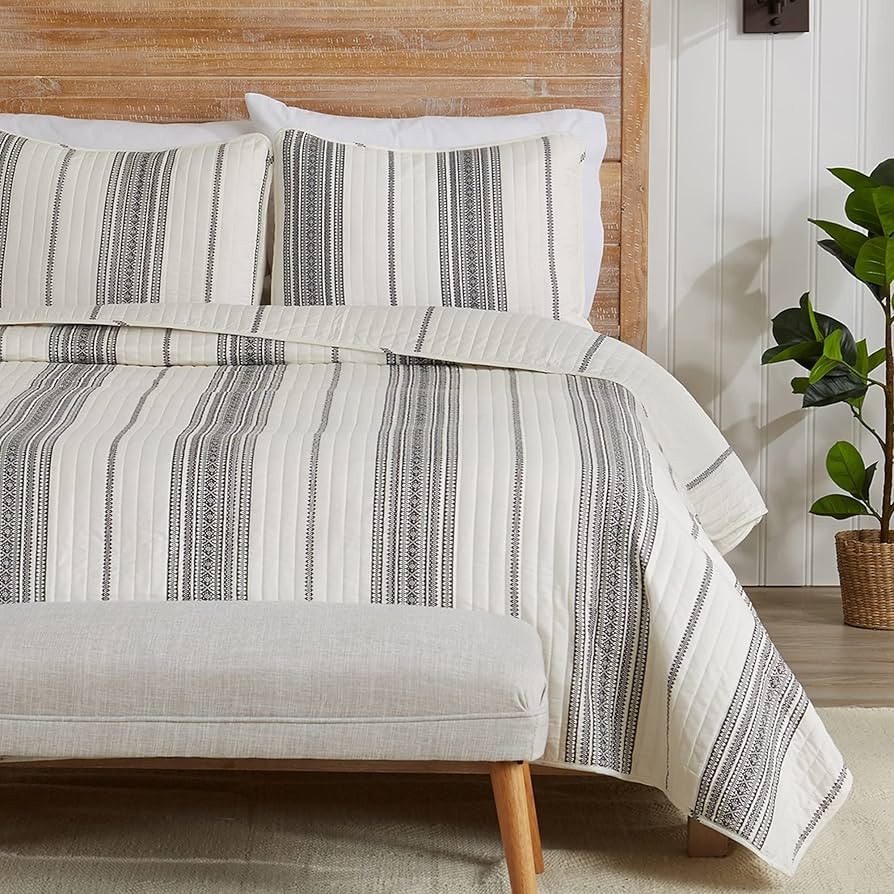 Great Bay Home King Reversible Quilt Bedding Set - All Season, Modern, Lightweight Bedspreads - W... | Amazon (US)