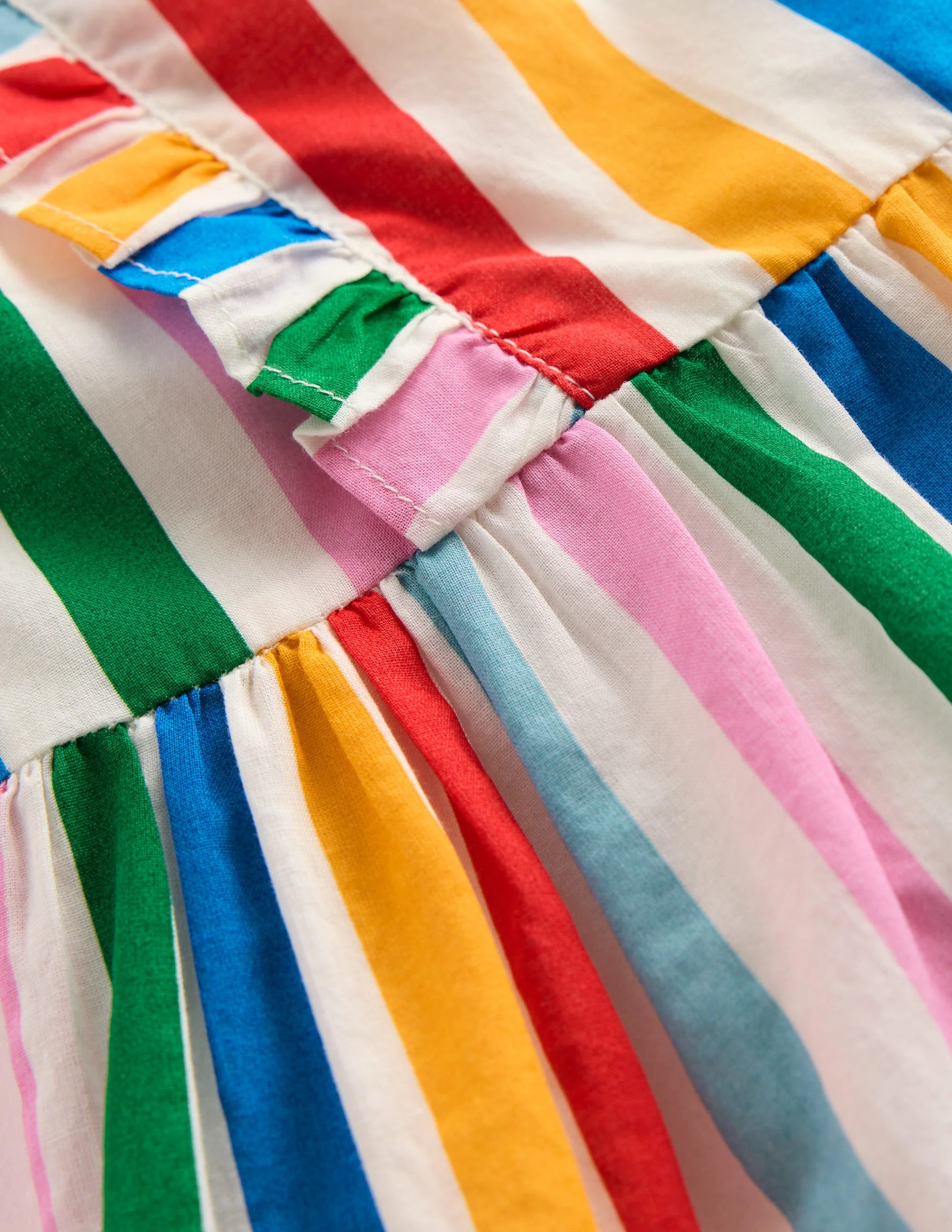 Frilly Pinny Dress-Rainbow Multi Stripe | Boden (US)