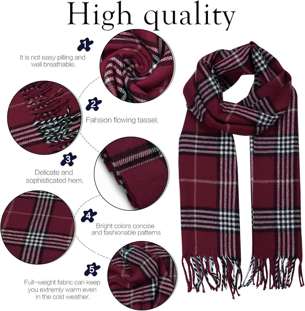 Plaid Tartan Cashmere Scarves with Tassels for Men and Women SC3010 | Amazon (US)