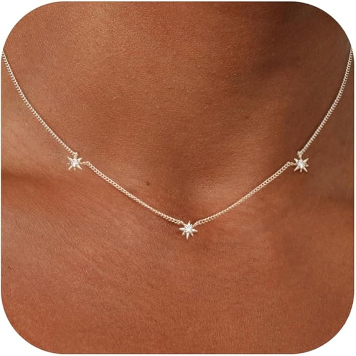 BLUEELM Dainty Gold Necklace For Women, 14K Gold Plated Star Choker Necklaces For Women Trendy Si... | Amazon (US)