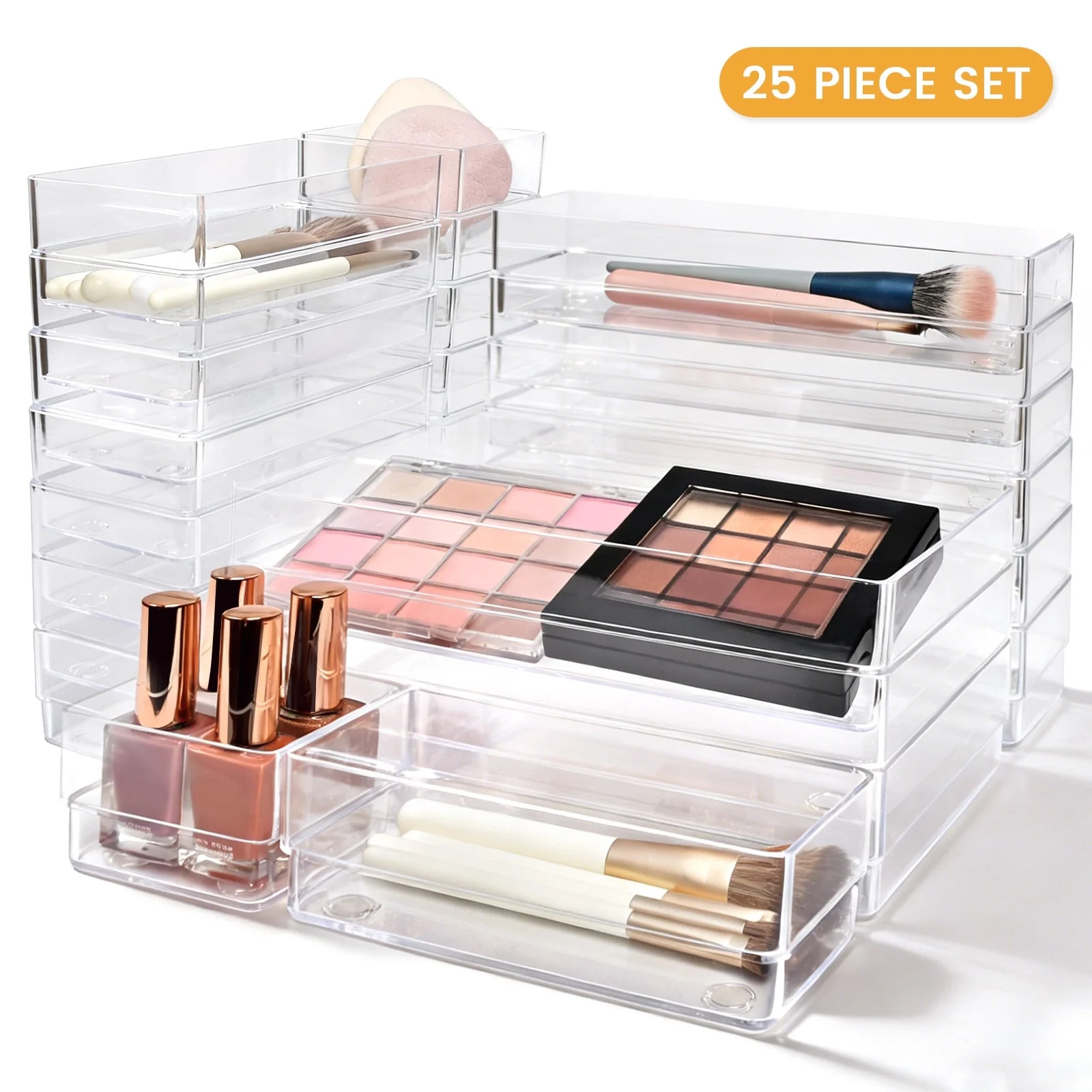 Aotto Clear Plastic Drawer Organizers Set of 25, 4-Size Versatile kitchen utensil drawer organize... | Walmart (US)