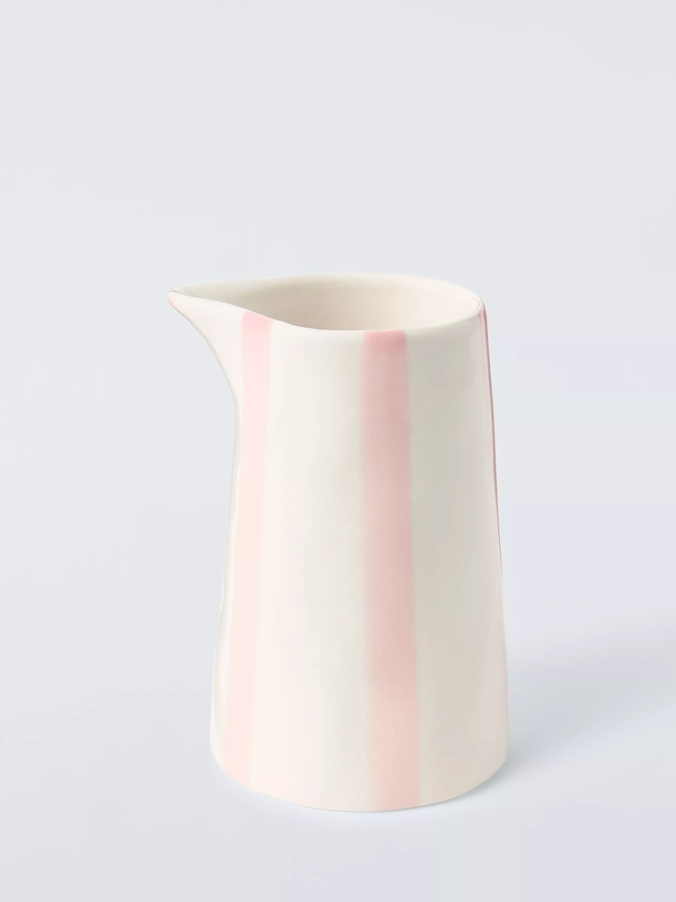 John Lewis Hand Painted Stripe Stoneware Milk Jug, 250ml, Pink | John Lewis (UK)