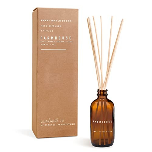 Sweet Water Decor Farmhouse Amber Reed Diffuser Set | Apple, Orange, Pumpkin, Fall Scented Reed D... | Amazon (US)
