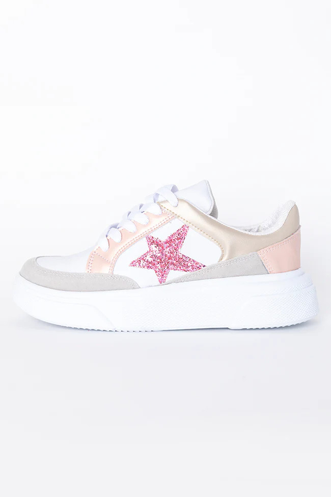 Cleo Pink And Rose Gold Star Sneakers | Pink Lily