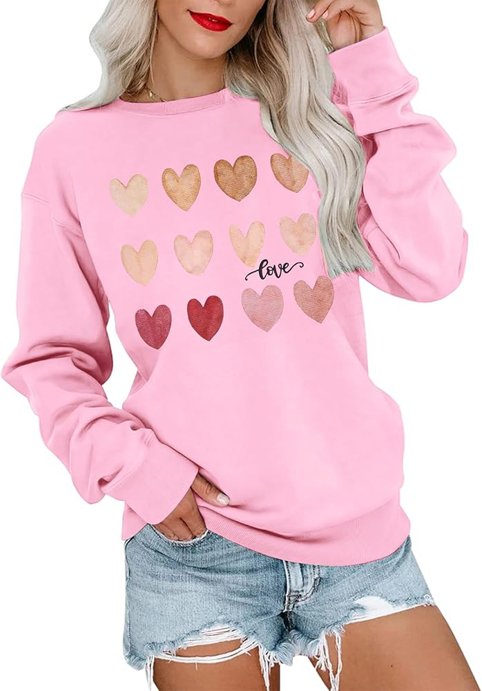 KNEYATTA Valentine Day Sweatshirts for Women Valentine Heart Sweatshirt Valentines Shirt Vintage ... | Amazon (US)