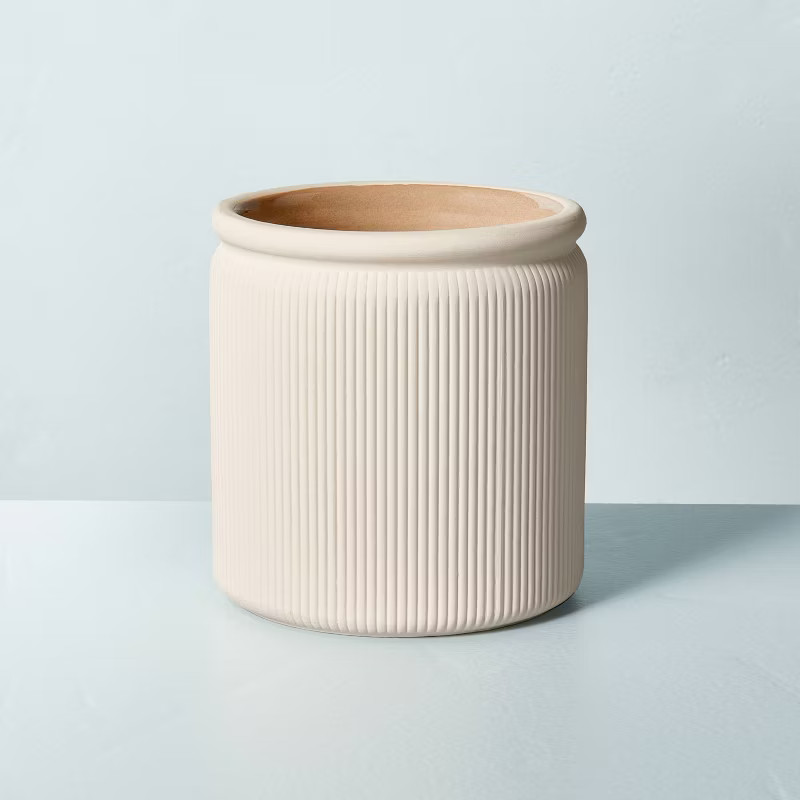 Ribbed Ceramic Sandalwood & Clay Jar Candle Taupe 14oz - Hearth & Hand™ with Magnolia | Target