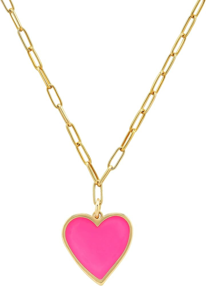 Tewiky Cute Heart Necklace Tiny 14k Gold Heart Pendant Choker Necklaces Small Gold Love Open Hear... | Amazon (US)