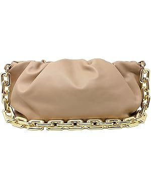 Women's Chain Pouch Bag | Cloud-Shaped Dumpling Clutch Purse | Ruched Chain Link Shoulder Handbag | Amazon (US)