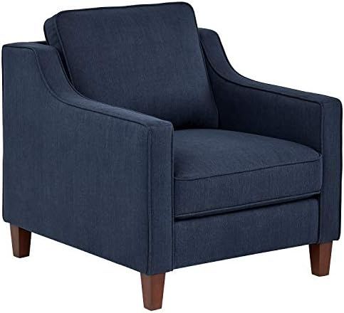 Amazon Brand – Stone & Beam Blaine Modern Upholstered Living Room Accent Chair, 32.3"W, Navy Bl... | Amazon (US)