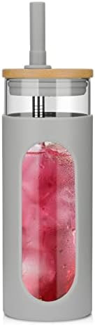 Tronco 22oz Glass Tumbler with Bamboo Lid and Straw, Glass Cup For Boba,Iced Coffee,Smoothie, Spi... | Amazon (US)