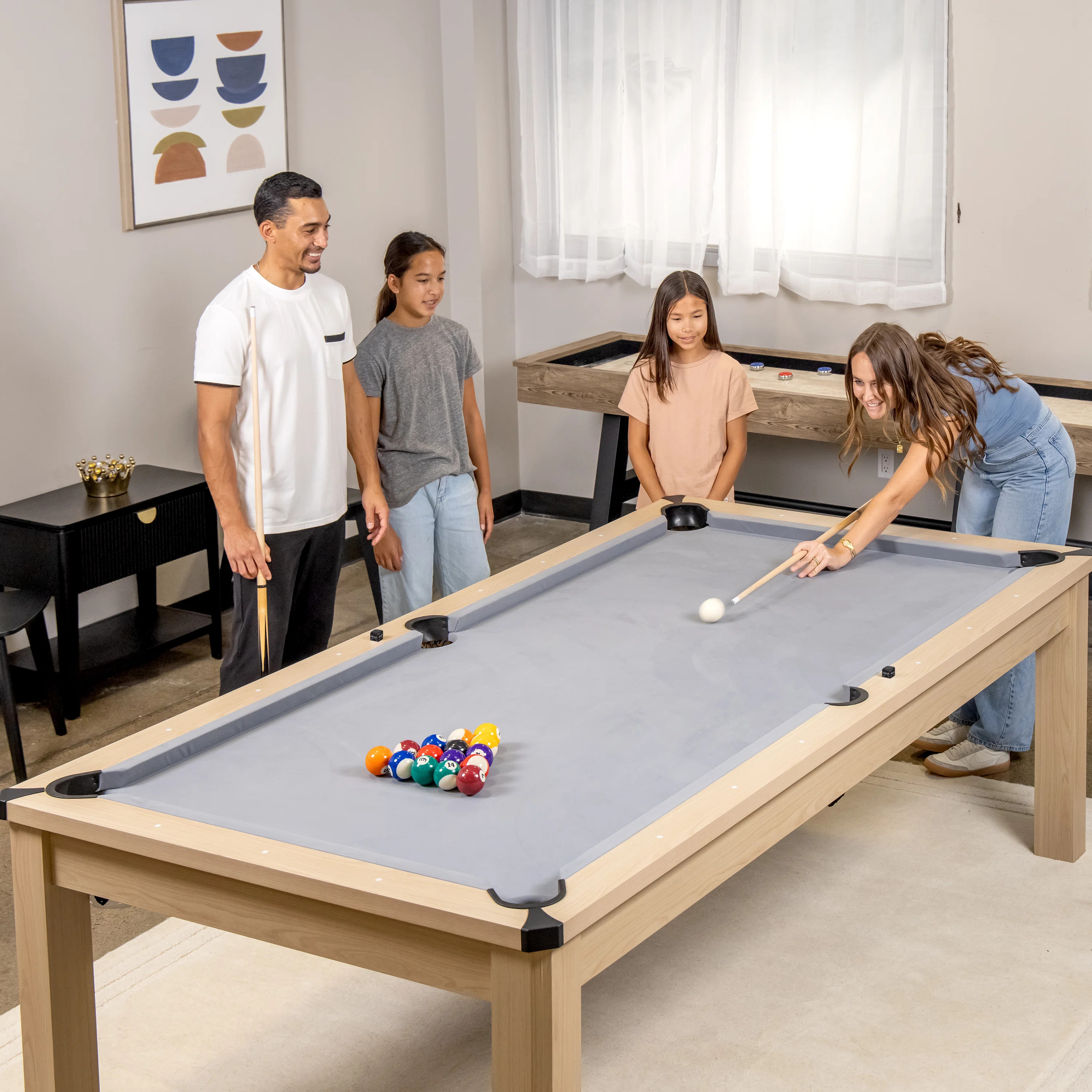 GoSports 3 in 1 Pool, Dining, & Table Tennis Combo Table and Storage Benches - 7 ft - Convertible... | Wayfair North America