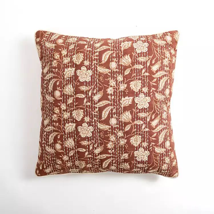 Rust Stitched Blossoms Pillow | Kirkland's Home