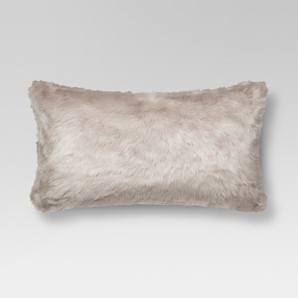 Light Gray Faux Fur Oversized Lumbar Throw Pillow - Threshold | Target