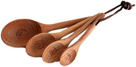 Pack of 4 Wooden Beech Measuring Spoons Cups Baking Utensil Set , Engraved Accurate Spoons for Dr... | Amazon (US)