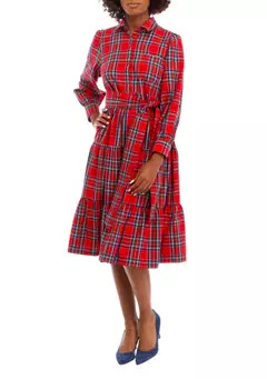 Crown & Ivy™ Women's Long Sleeve Printed Midi Dress | Belk