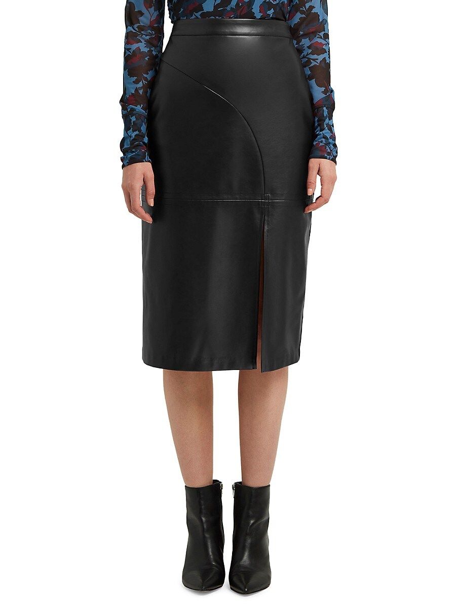 Halston Women's Paneled Faux Leather Midi Skirt - Black - Size XL | Saks Fifth Avenue OFF 5TH