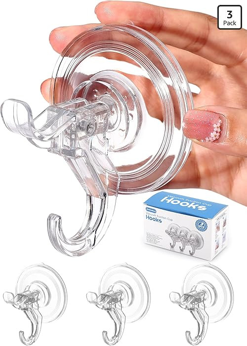Antimbee 3 Pack Suction Cup Hooks, Clear Suction Cup Hanger, Removable Small Suction Cups for Sho... | Amazon (US)