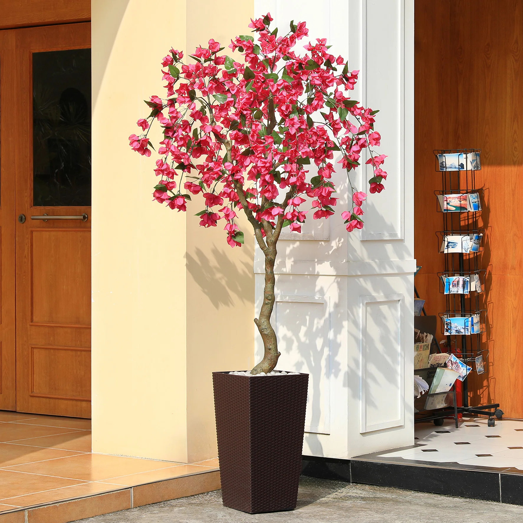 Adcock Artificial Bougainvillea Flowers Tree UV Resistant with Tall Planter for Outdoor Indoor | Wayfair North America