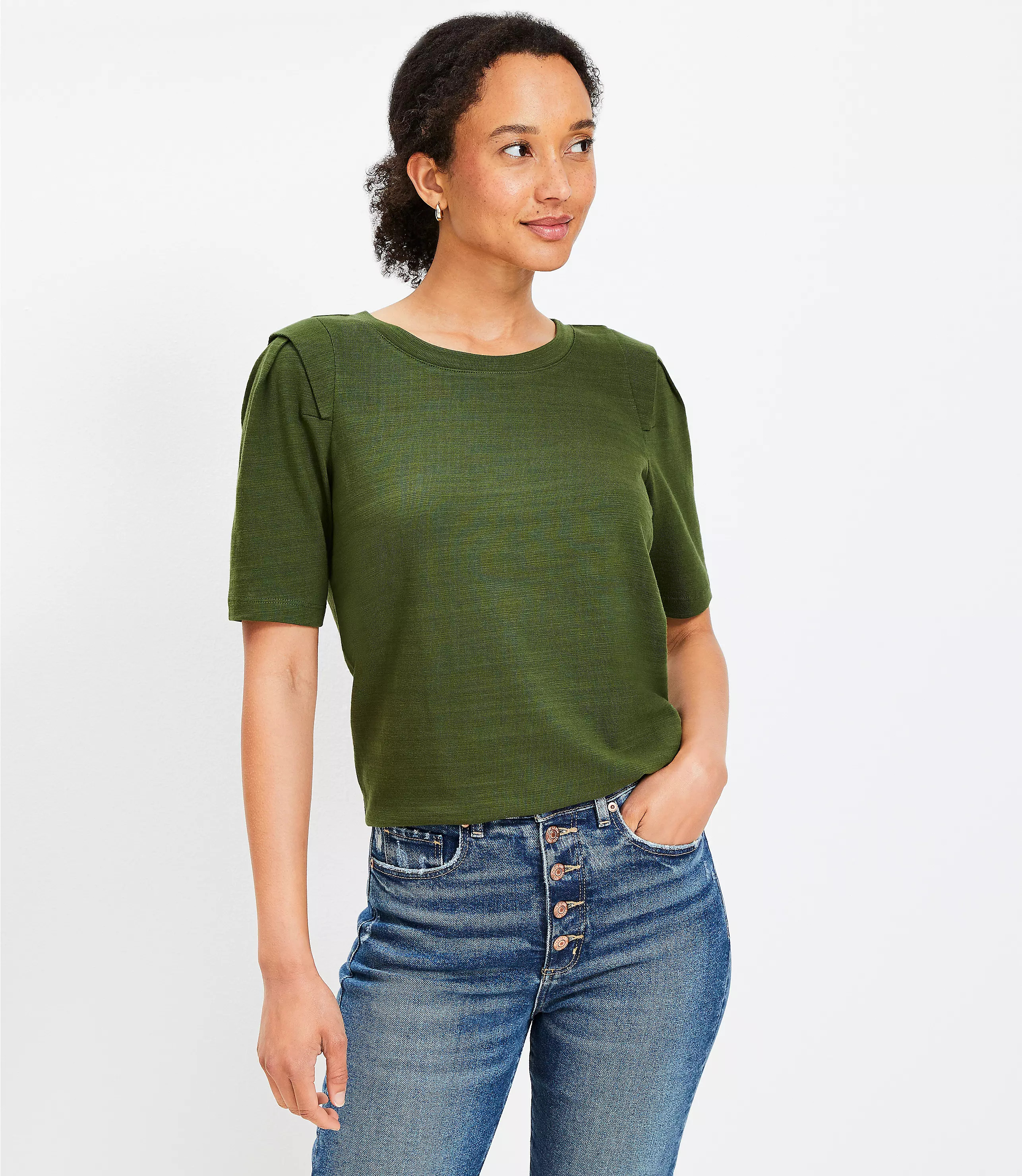 Pleated Sleeve Tee | LOFT