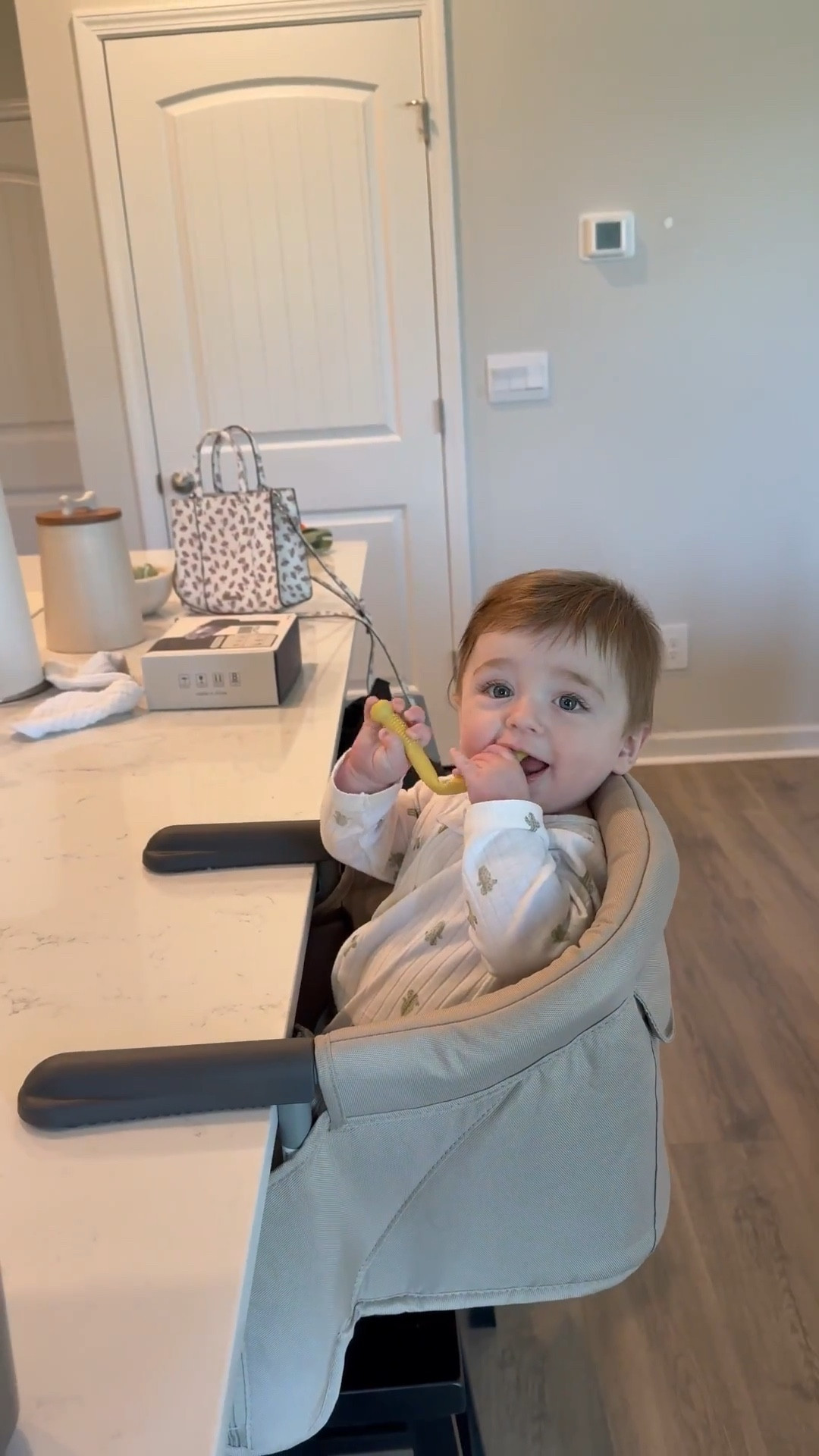 Travel counter baby high chair. I saw Sofia Richie using this with her baby on TikTok and had to have it. It’s so easy to travel with! It clips on to any counter. 

#babyessentials #travelbaby #babyamazonfinds

#LTKFindsUnder100 #LTKBaby #LTKTravel