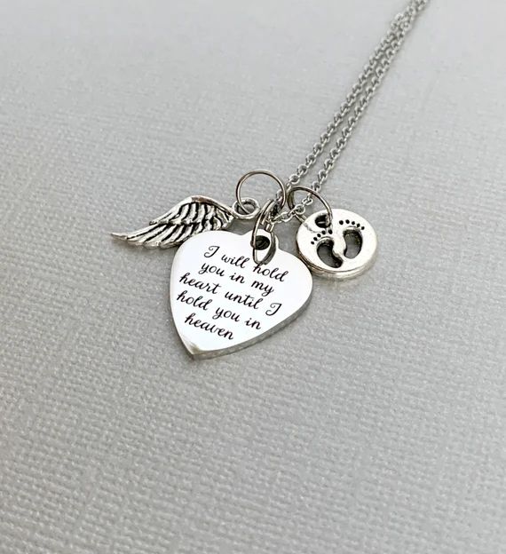 Baby Memorial Necklace / I Will Hold You in my Heart Until I Hold You in Heaven / Miscarriage / I... | Etsy (US)