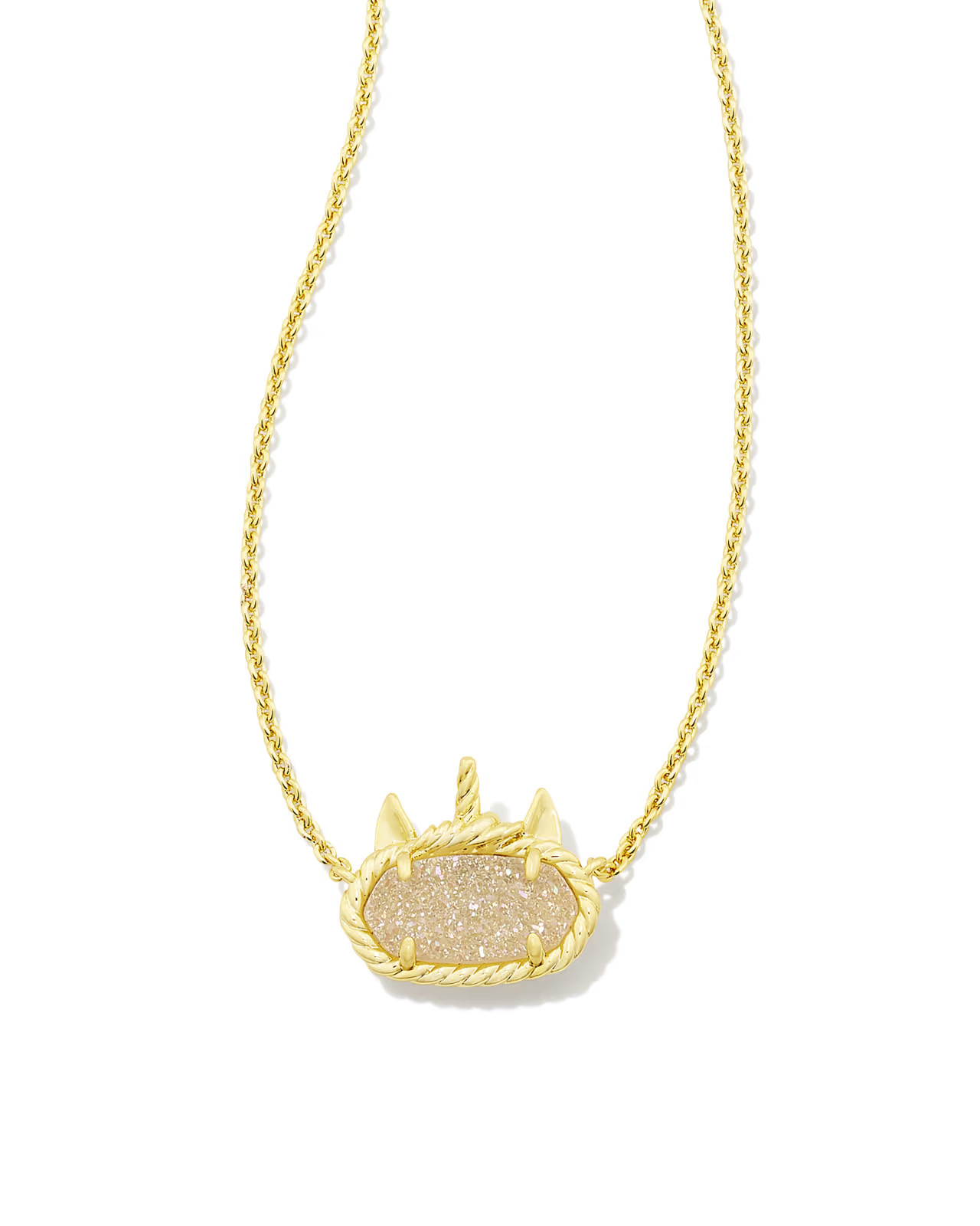 Elisa Unicorn Gold Short Pendant Necklace in Iridescent Drusy | Kendra Scott