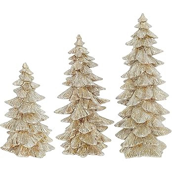 Raz Set of 3 Champagne Gold Glittered Christmas Trees- 6.5 inches to 9.5 inches Tall | Amazon (US)