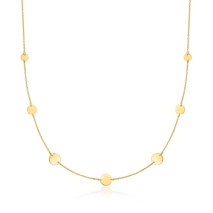 Italian 14kt Yellow Gold Multi-Size Disc Station Necklace | Ross-Simons