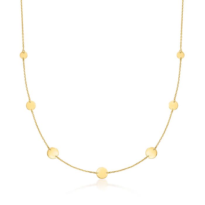Italian 14kt Yellow Gold Multi-Size Disc Station Necklace | Ross-Simons