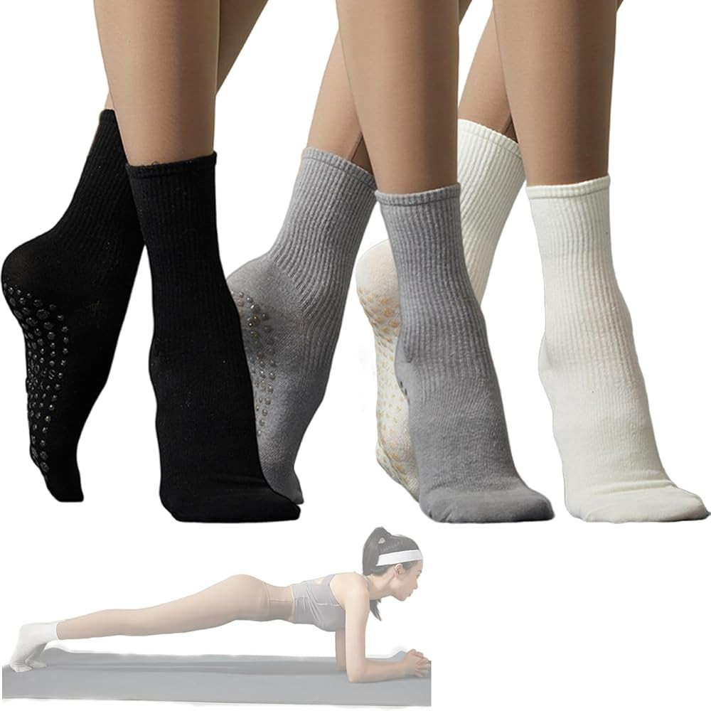 Grip Socks Women Pilates Yoga Socks Non Slip Barre Dance Hospital Running Cute Cotton Ankle Slipp... | Amazon (US)