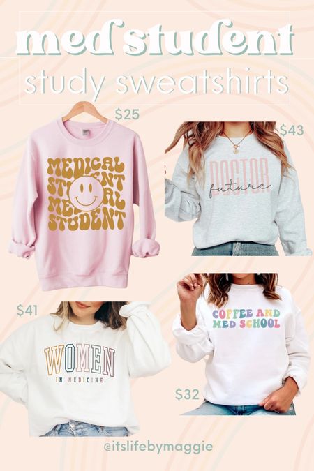 Medical student sweaters found on Etsy! Great gift idea for graduation too!

#medicalschool #medstudent #etsysweatshirt #graduationgifts #giftsforher #gradgifts #studyoutfit

#LTKGiftGuide #LTKunder50 #LTKFind