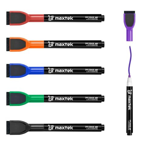 maxtek Dry Erase Markers - 6 Count Colorful Magnetic Dry Erase Markers Fine Tip with Eraser, Low Odor Whiteboard Markers for Calendar Boards | Amazon (US)