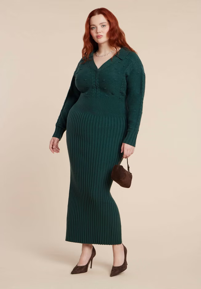 Collared Cinched Sweater Dress | Eloquii