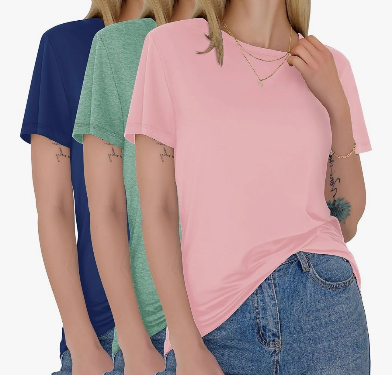 3 pack of women’s t-shirts. Several colors available. On promo! Was $30 now $19 with code “8BFNCWEJ” at checkout. You always need the basics in your wardrobe.

#LTKootd #LTKOver40 #LTKSaleAlert