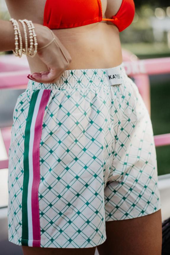 Pink and Green Plaid Cute Women's Boxer Shorts | Katydid.com