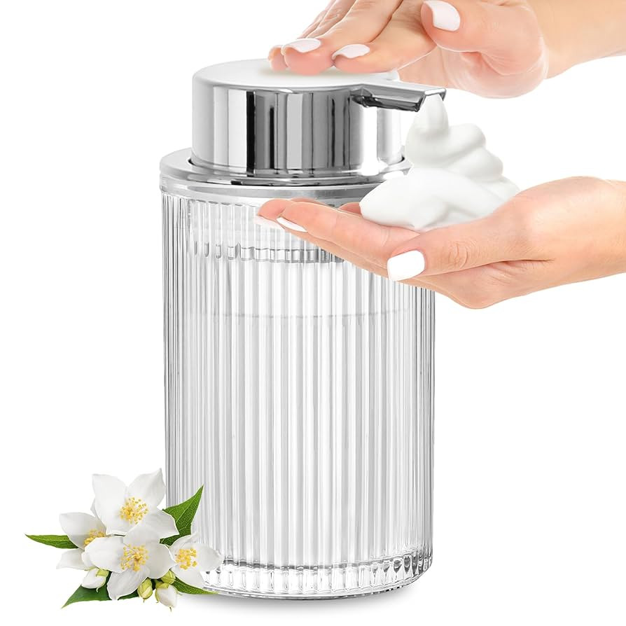 Foaming Soap Dispenser, 11 Fl Oz Clear Glass Foam Hand Soap Dispenser for Bathroom & Kitchen, Ref... | Amazon (US)