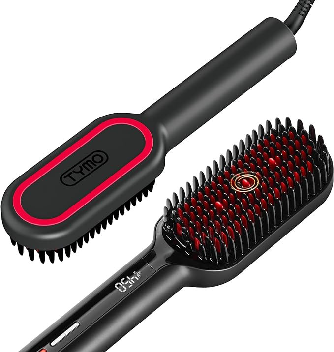 TYMO Hair Straightener Brush - Upgraded Ionic Plus Straightening Brush with Dense Bristles, 16 Te... | Amazon (US)