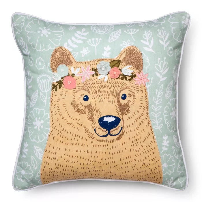 16"x16" Flower Bear Throw Pillow - Pillowfort™ | Target
