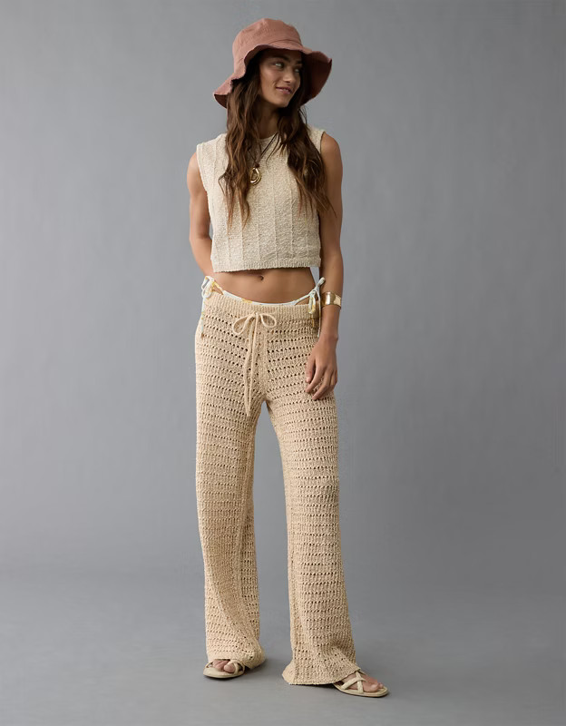 AE High-Waisted Flare Crochet Pant | American Eagle Outfitters (US & CA)