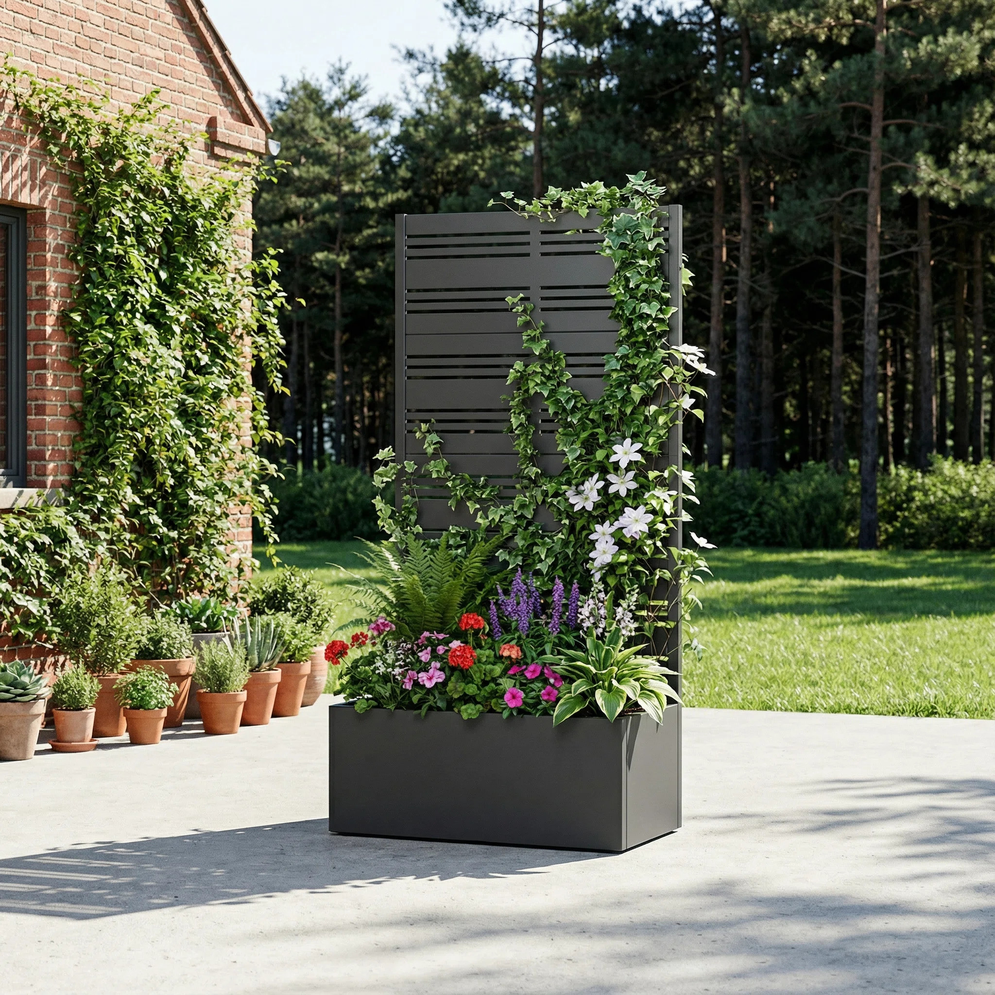 Metal Planter Box with Trellis with Wheels | Wayfair North America