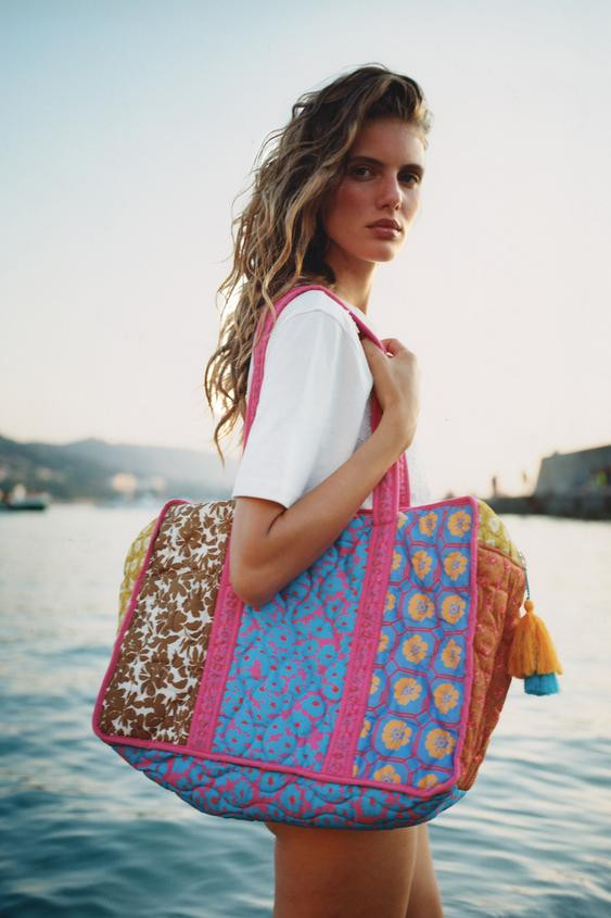 Zara - Patchwork Print Quilted Bag - Only One - M - Woman | Zara US