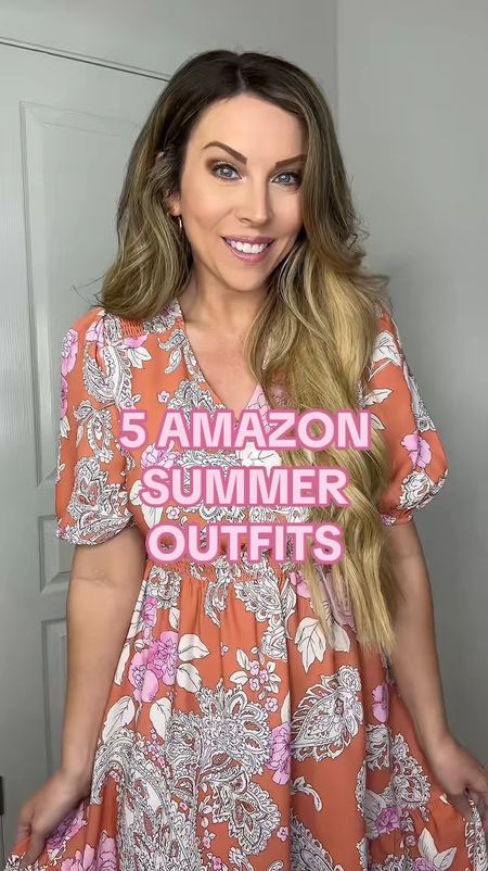 Amazon Summer Outfits: I’m wearing a Small in all the dresses and they are all TTS. I sized up to a Medium in the pants, but should have stuck with my normal Small.

⬇️ Discount codes ⬇️

1ST DRESS:
20% + 10% off
Promo code: BN5DHJG3
Valid time: 5/7 - 5/11

2ND DRESS:
5% off
Promo code: 05H11MIK
Valid time: 5/8 - 5/12

3RD DRESS:
30% + 10% off
Promo code: U7659JFK
Valid time: 5/8 - 5-31

4TH DRESS:
30% + 25% off 
Promo code: MOP9IGGR
Valid time: 5/7 - 5/12

BLACK PANTS:
25% off
Promo code: HZ6XJ8HO
Valid time: 5/7 - 5/14

#LTKVideo #LTKSaleAlert