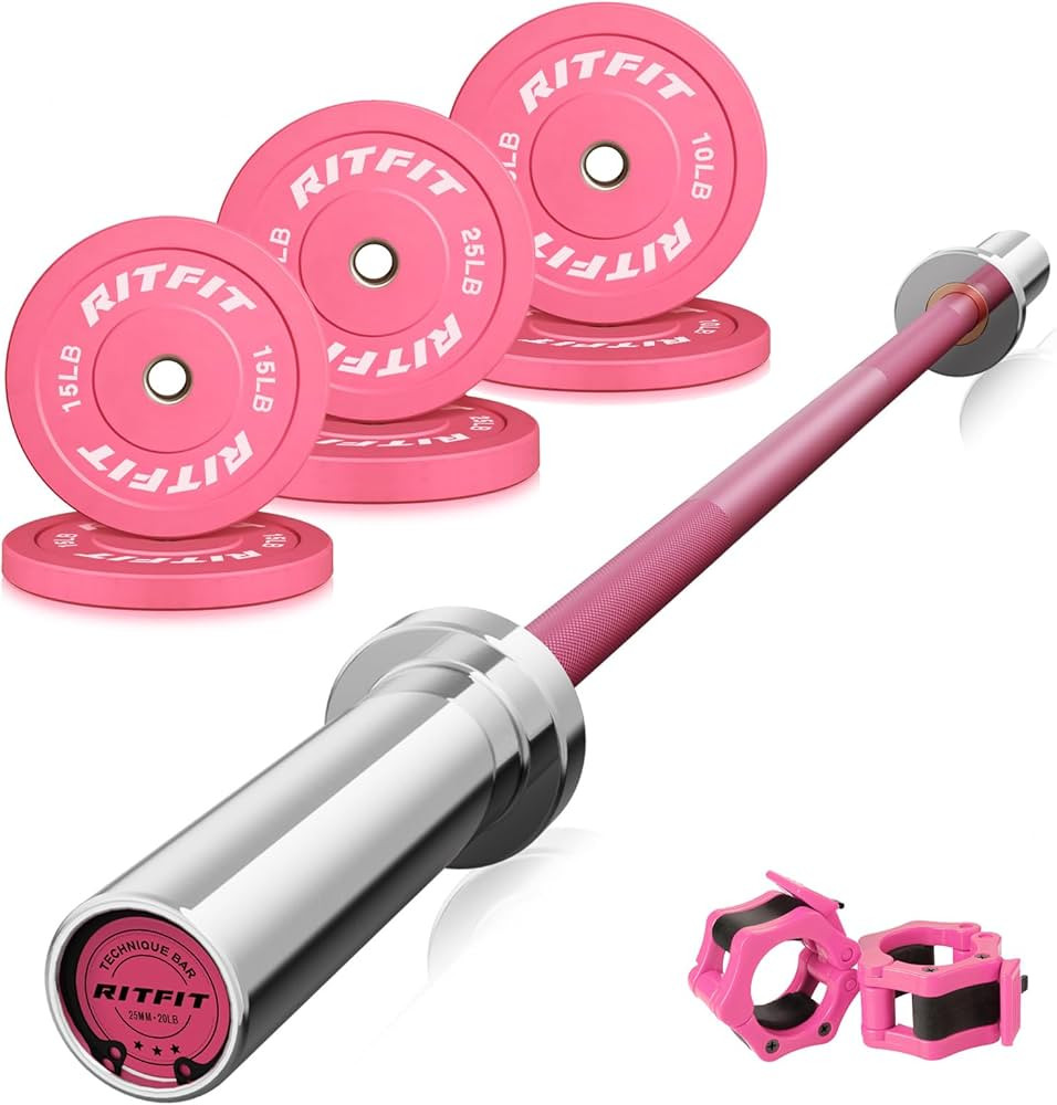 RitFit Juego de pesas de barra – Barra olímpica de 4/6 pies con discos de peso (55-275 libras ... | Amazon (US)