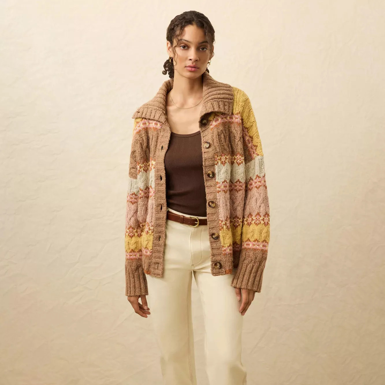 Faherty Women's Highland Fairisle Cardigan, XL, Lakeside Fairisle Haze | DICK'S Sporting Goods