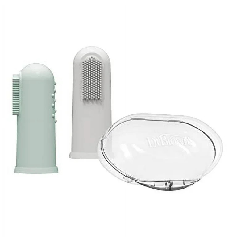 Dr. Brown's Silicone Finger Toothbrush for Baby with Travel-Storage Case, 3m+, Gray and Light Gre... | Walmart (US)